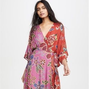 NWT FARM rio floral sparkle mixed wrap dress
